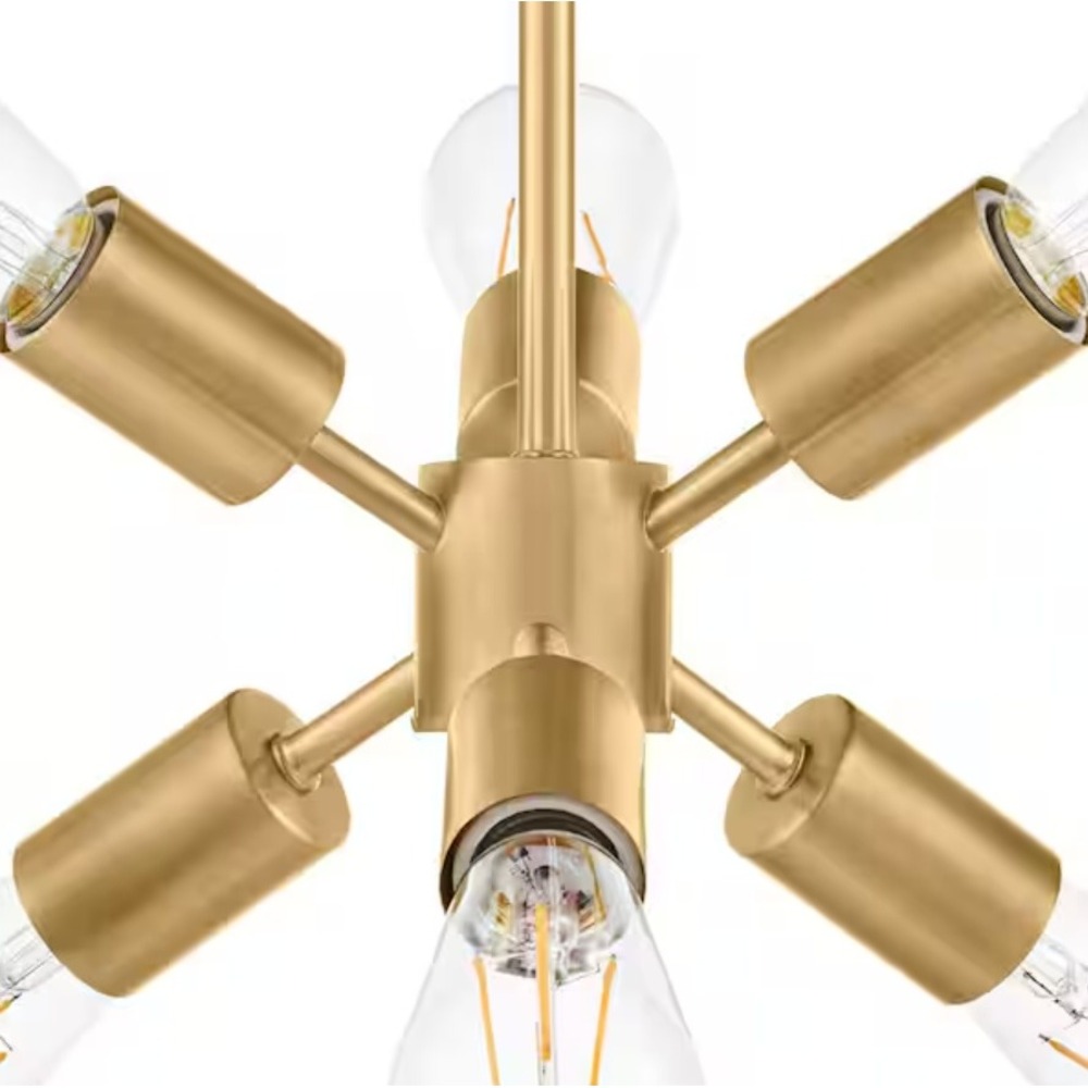 Hampton Bay Leonie 6-Light Semi Flush Mount Brushed Gold Sputnik DS18096SF2 - Picture 5 of 6